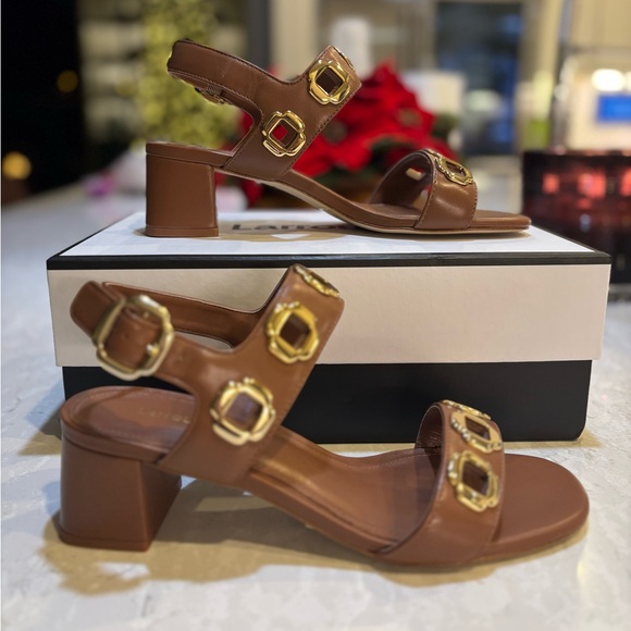 Larroudé Milan Sandal In Caramel Leather - Picture 4 of 7
